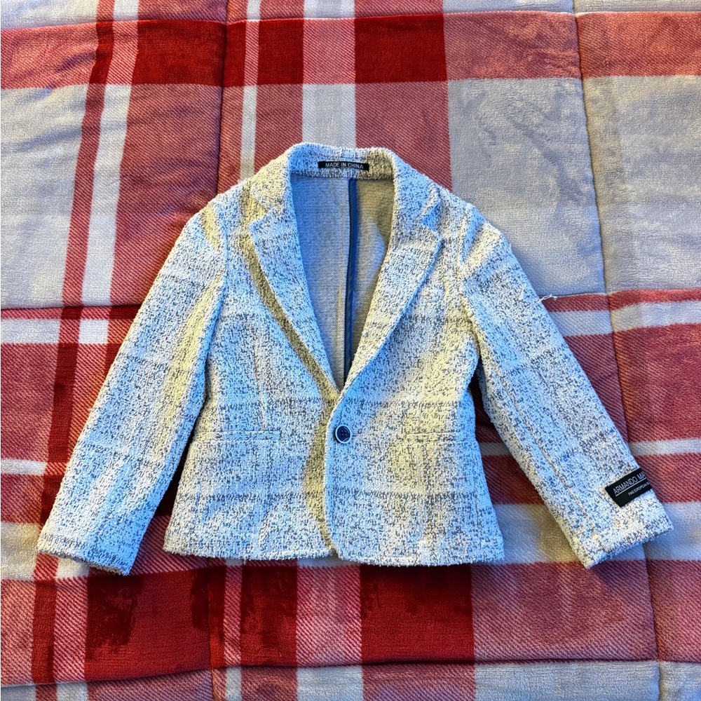 Armando M Boys Tweed Blazer in White and Black